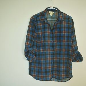 plaid button up size medium.